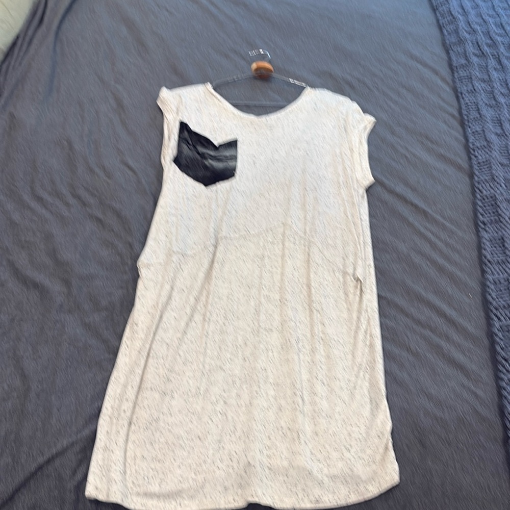 Cream and Black Graphic T-Shirt Dress